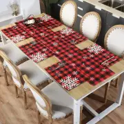 7 Pieces Christmas Table Runner Placemats Decorations for Dining Table Vintag