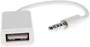 LOORGVEL Male Aux to USB Female Converter Cable Car Audio Adapter for Automatic Playback Clean Sound Quality Lightweight Design White