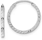 [JewelryWeb] 14k Solid Yellow Gold Sparkle Cut Square Tube Endless Hoop Earrings-Hoop Earring for Women in Choice of Styles