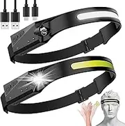 Headlamp Rechargeable, 230° Wide Beam Head Lamp LED with Motion Sensor for Adults - Camping Accessories Gear, Waterproof Head Light Flashlight for Hiking, Running, Repairing, Fishing, Cycling