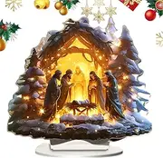 Nativity Tabletop Scenes,Jesus Birth Nativity Set Home Decoration | Nativity Manger Scene Christmas Ornament, Acrylic Manger Nativity Ornament for Shelves, Fireplace, Dinner Table, Desktop