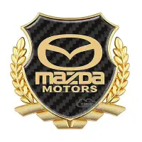 在飛比找Yahoo!奇摩拍賣優惠-Mazda 馬自達汽車車標側標 碳纖維麥穗勛章盾牌金屬裝飾貼