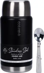 Ever Eco Insulated Stainless Steel Food Jar Onyxwith Foldable Spoon & Bowl 800ml