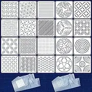 Zernblend Sashiko Stencil Set, 5.1 x 5.1 Inch Plastic Stencils for Geometric Patterns, Hand Quilting, Sewing and Textile Design, Letter Stencil, Embossing Stencils, Pack of 20