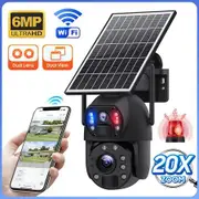 Solar-Powered 20X Zoom Dual Lens Security Camera with AI Human Detection, 50M Night Vision, IP66 Waterproof, 2-Way Audio for Indoor/Outdoor