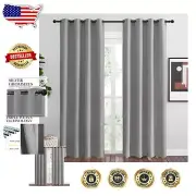 Noise-Reducing Blackout Drapes 86" Long - Elegant Silver Grey Window Treatment