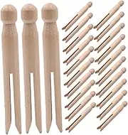 TOGEVAL Mini Wooden Clips 25pcs Round Clothespins for Crafts Safe for Clothes Dolls Photos for DIY