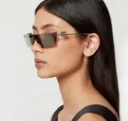 NEW DG2292 05/6G DOLCE&GABBANA WOMEN SILVER SHIELD SUNGLASSES DG2292 056G GREY
