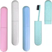FUNNTY 4 Pack Travel Toothbrush Case, Holder Toothbrush Travel Containers for Travel/Camping/School/Home/Dust-Proof/Sanitary/Business/Travel Toothbrush Holder