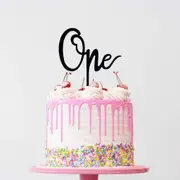 Acrylic Black Age 'One' Script Cake Topper