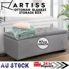 Artiss Ottoman Blanket Storage Box 97cm Linen Bench Light Grey/Charcoal/Black