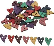 Generic 100pcs Heart Shape Wooden Buttons for Sewing, Scrapbooking, Diy Crafts, and Card Making - Assorted Colors