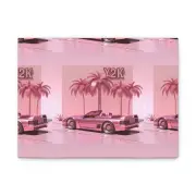 Y2K 3D Wall Art Canvas Pink Cabrio Palm Tree Stretched Matte Sourced sustainably