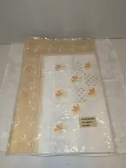 Vintage Beautiful Made In Germany Floral Scalloped Tablecloth 33.5"x33.5" Square