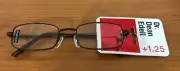 DR DEAN EDELL TITANIUM READING GLASSES +1.25 BROWN FRAME BRAND NEW GET IT NOW