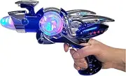 Zugar Land Light-up Galaxy Space UV Glow Super Spinning Super Space Blaster Gun (1 Pack) (11") Noisy Blacklight Reactive Glow in Dark Space Blaster. Plastic. with Sound Effects. (1, Blue Blaster)