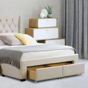 Istyle Modern Classic Dupont Double Drawer Storage Bed Frame White Oak