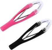 2pcs Professional Eyebrow Tweezers Automatically Retractable Stainless Steel Slant Tip Hair Removal Eyebrow Tweezer Makeup Tool
