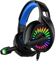 Gaming Headphones 7.1 Surround Sound 90° Rotatable Microphone Noise-canceling Soft Earmuffs RGB Lighting for Gamers