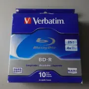 Verbatim Blu Ray BD-R 25GB 4X Speed 10-Pack Spindle Box #96769 New