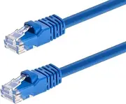 Monoprice Cat5e Ethernet Patch Cable - Network Internet Cord - RJ45, Stranded, 350Mhz, UTP, Pure Bare Copper Wire, 24AWG, 100ft, Blue