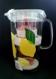New In Open Box Kate Spade New York Lemon 58 Oz Pitcher & Lid 2- 12 Oz Cups Set