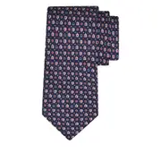 [Ferragamo] Ferragamo Turtle-print Silk Tie ONE SIZE BLUE/RED