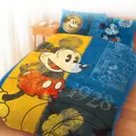 享夢城堡 雙人床包薄被套四件組-迪士尼米奇MICKEY 復古-藍