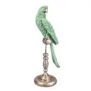 Singa Brass & Ceramic Parrot on Stand in Mint