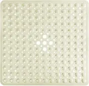 Yimobra Shower Stall Mat Non Slip, 21x21 Inch, Soft Square Bath Mat for Shower with Suction Cups and Drain Holes, Stall Floor Mats for Bathroom, Machine Washable, Bathroom Accessories, Beige