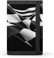 [YJWANDO] Trifold Wallet, Black White Formula Checkered Flags Pattern Print Wallet with Multiple Slots Elegant Wallet Convenient Wallet Durable Wallet Modern Wallet, style, One size, Minimalist, Style,