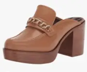 Franco Sarto Katra Caramel Chain Block Heel Clogs/Mules . Sz 9.5. NIB!