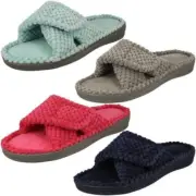 Ladies Padders Flo Cross Detailed Adjustable Mule Slippers