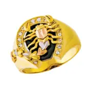 14K Tri Color CZ Scorpion Ring