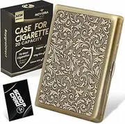 roygra Cigarette Case for Regular, King and 100's Size - 20 Capacity, Retro Zinc Alloy Pocket Holder (100mm 100S)