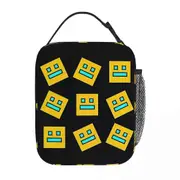 c313 Video Game Geometry Dash Lunch Bags Insulated Lunch Tote Waterproof Bento Box Leakproof Picnic Bags for Woman Work Kids School k313