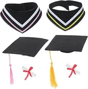 Totority 2 Sets Graduation Bear Doll Costume with Collar and Cap Plush Stuffed Animals Outfit for Graduation Party Decoration Replaceable Clothes Accessories for Dolls