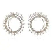 Culturesse Mirabella Catwalk Statement Earrings Clear Diamantes Silver Plating