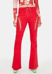 [Edikted] Engine Red Flare Jeans