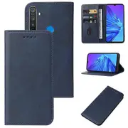 For Realme 5 / 5i / 5s / 6i / Narzo 20A Magnetic Closure Leather Phone Case Blue