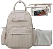 Baby Nappy Bag, Diaper Bag Backpack with Changing Pad,19 Pockets, 2 Clear Makeup