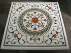 24" White Marble Side Coffee Table Hakik Stone Floral Inlay Art Marquetry Decors