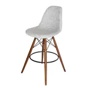 SK Designer Living | Replica Eames DSW Stool | Textured Light Grey & Walnut