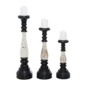 Litton Lane Candle Holder 4.95"Wx16.3"H Indoor Wood Tabletop Black(Set of 3)