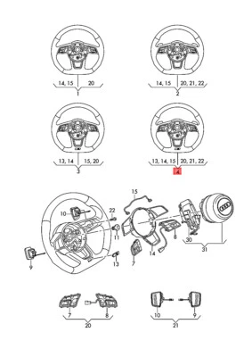Genuine AUDI Multifunct. sports Steering Wheel Alcantara 82A419091ATIXJ (for: Audi)