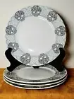 222 Fifth "Skull Lace" Blk & Wh Sugar Skulls Porcelain Dinner Plates Set/4 New!