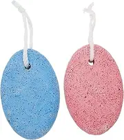 Healeved Double-sided Lava Pumice Foot Rub Stone Foot Tool Remover Massage Tool Care Accessory with Storage Case Random Color