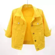 Womens Denim Jacket Womens Coat Color Plain Top Button Up Ladies Short Jean Tops