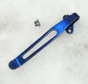 Translucent Blue Titanium Deep Carry Pocket Clip For Kershaw Leek 1660 Knife
