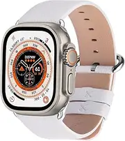 [Fullmosa] 15 Colors For Apple Watch Bands 42Mm, Yan Calf Leather Replacement Band/Strap With Stainless Steel Clasp For Iwatch Series 0 1 2 3 Sport And Edition Versions 2015 2016 2017, 42Mm White